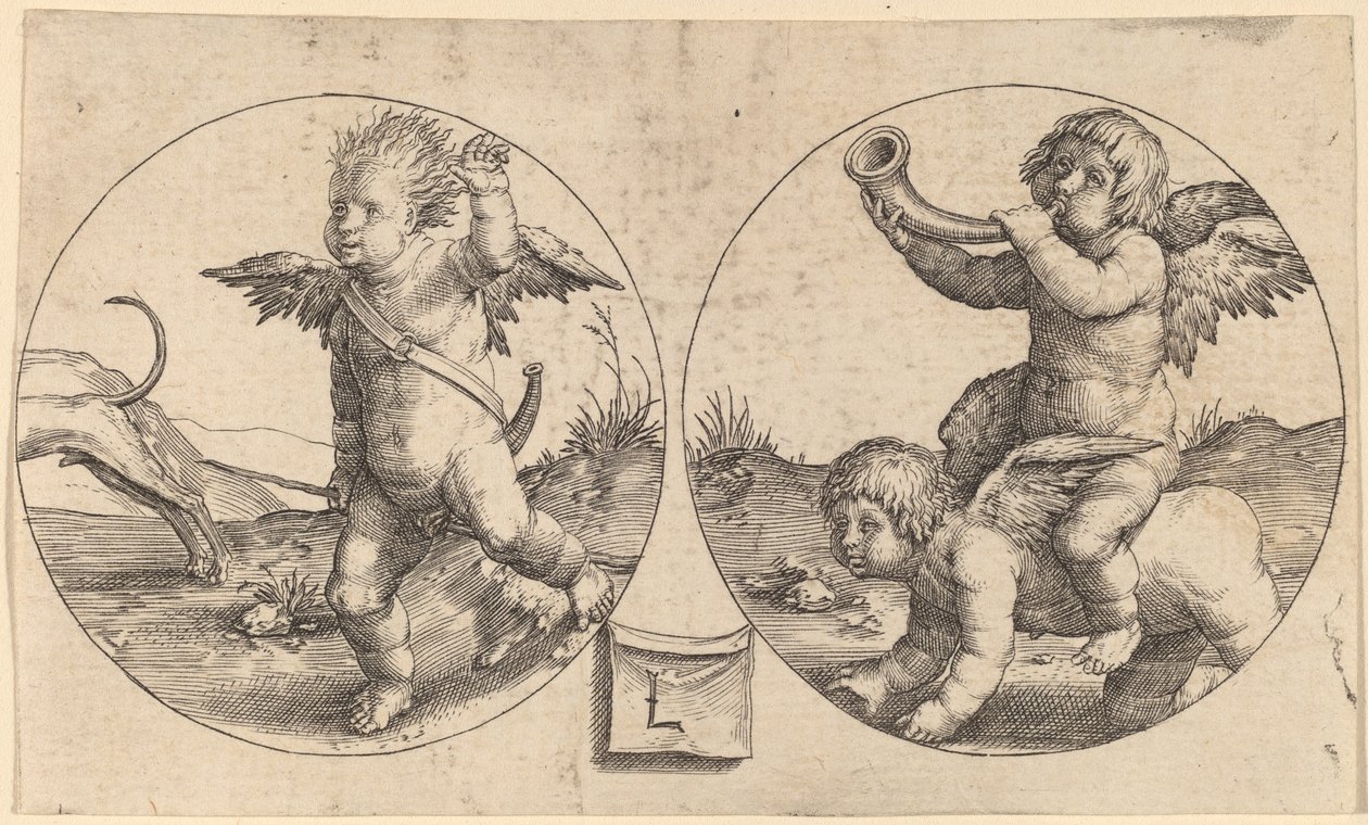 Dois Cupidos em Dois Círculos de Lucas van Leyden