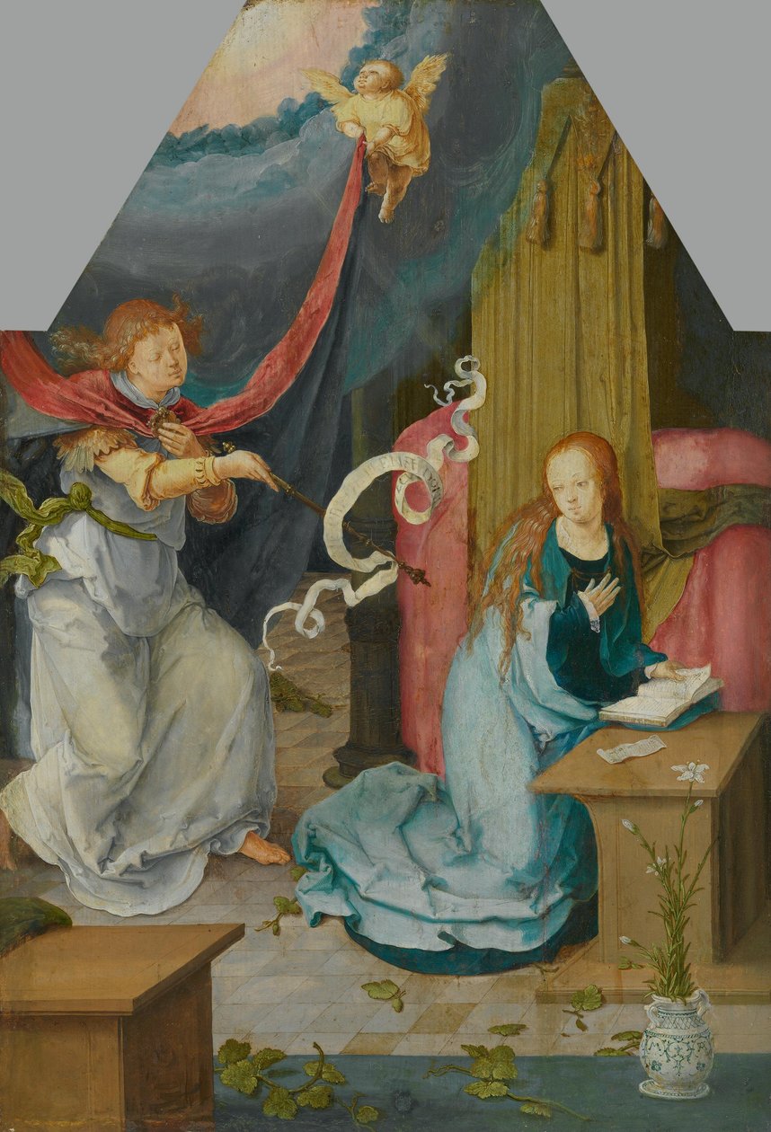 Anunciação a Maria (face exterior separada do n.º de inv. 742) de Lucas van Leyden