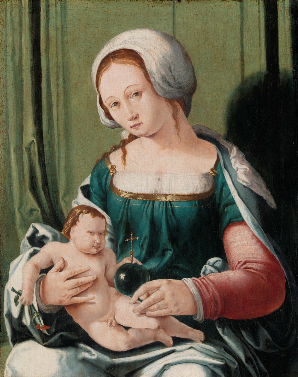 Virgem e Criança, c.1530 (óleo sobre painel) de Lucas van Leyden