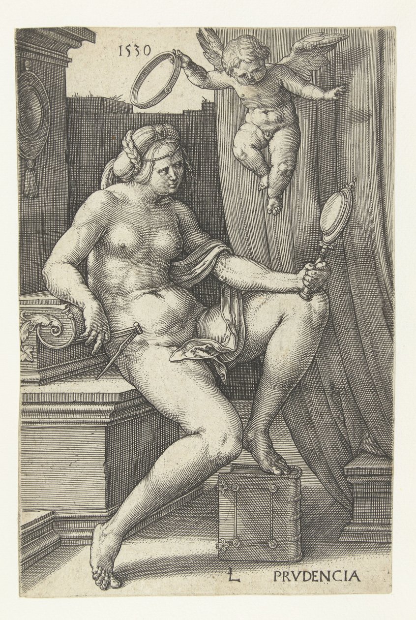 Prudência
Prudência (título sobre o objecto)
Sete Virtudes (título da série) de Lucas van Leyden