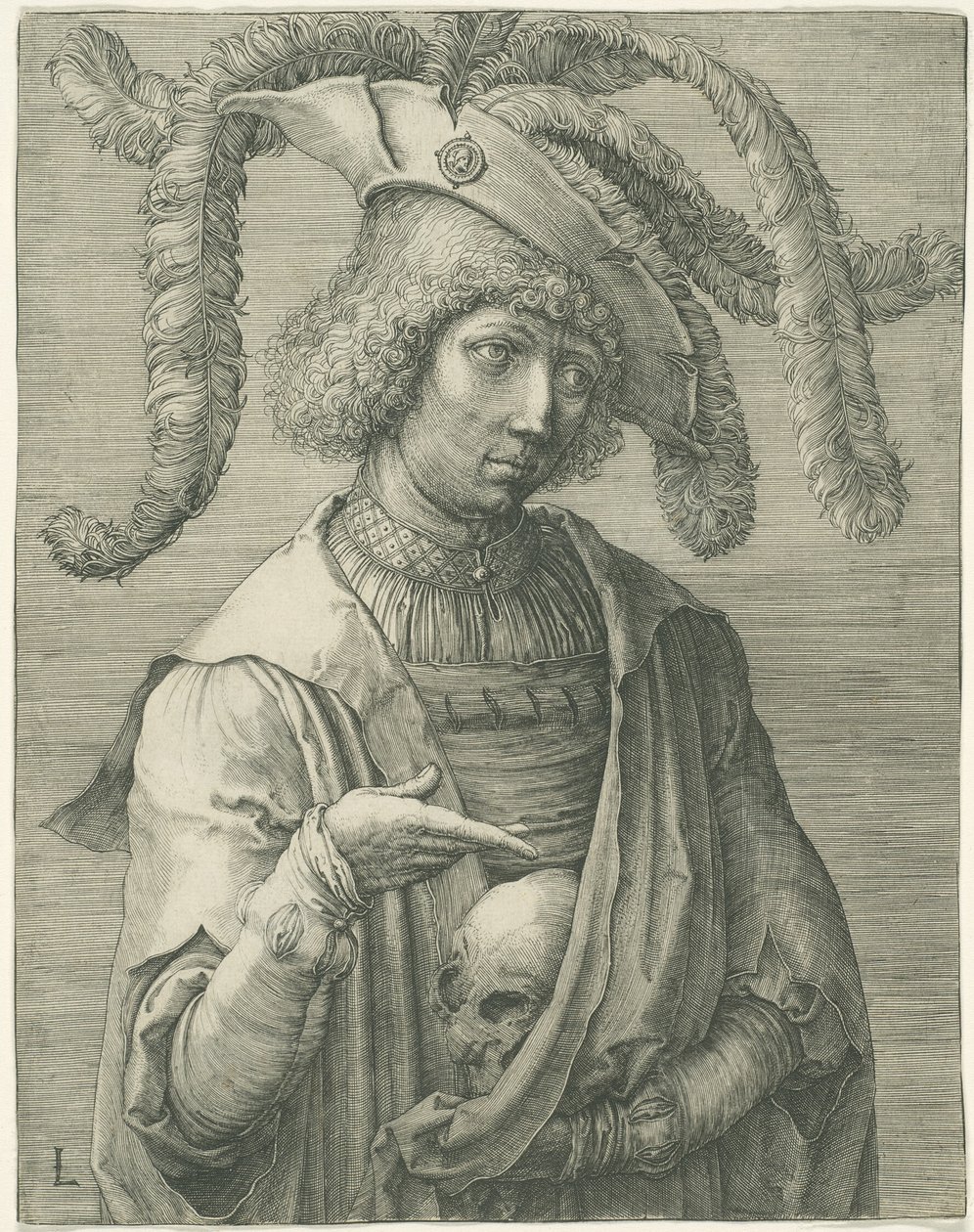 Jovem com uma caveira de Lucas van Leyden