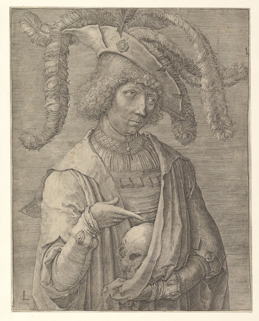 Jovem com uma caveira de Lucas van Leyden