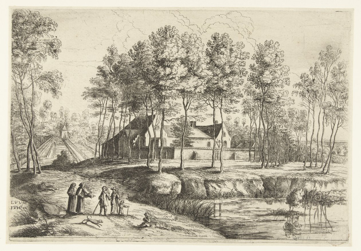 Vista do mosteiro dos Capuchinhos em Tervueren de Lucas van Uden