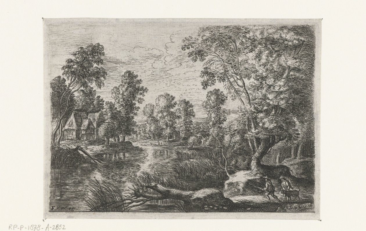 Paisagem com um riacho e um caçador
Seis paisagens (título da série) de Lucas van Uden