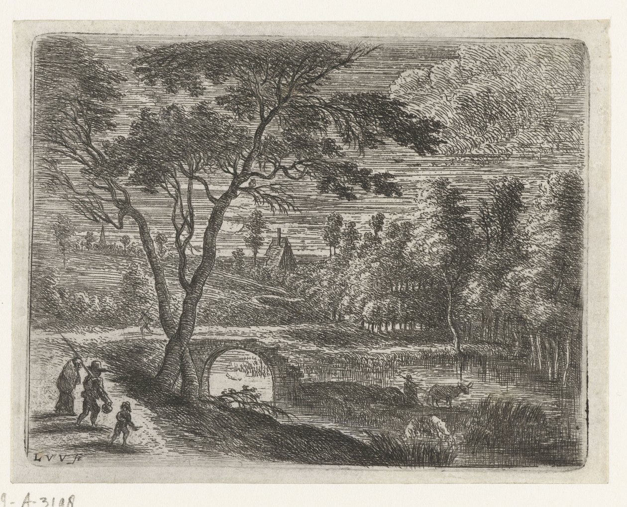 Paisagem com uma ponte em ruínas
Pequenas paisagens (título da série) de Lucas van Uden