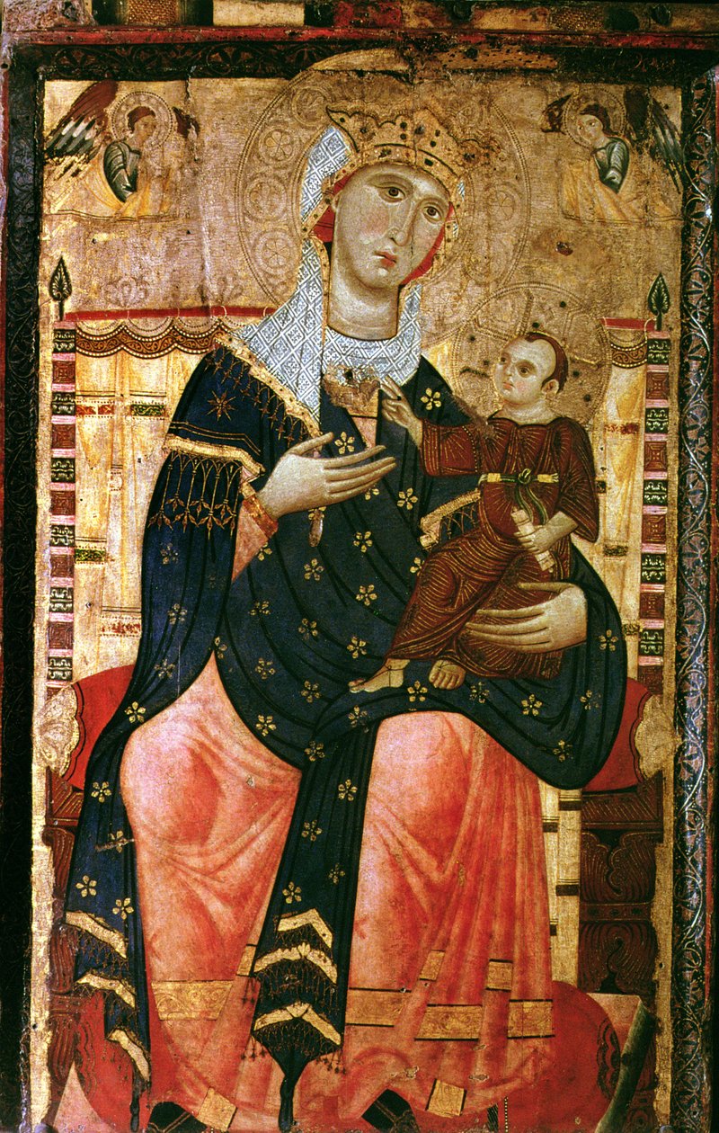 Madonna e criança entronada, c.1260 (tela colocada sobre álamo) de Luccanese School