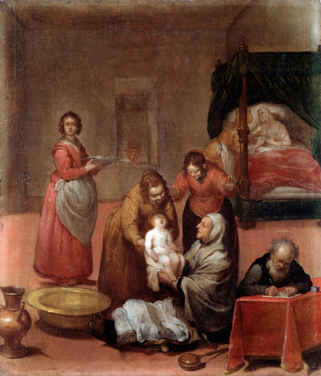 O Nascimento de João Batista Pintura de Luciano Borzone (1590-1645) Musei di Strada Nuova (ex Palazzo Bianco) Genes do século XVII de Luciano Borzone