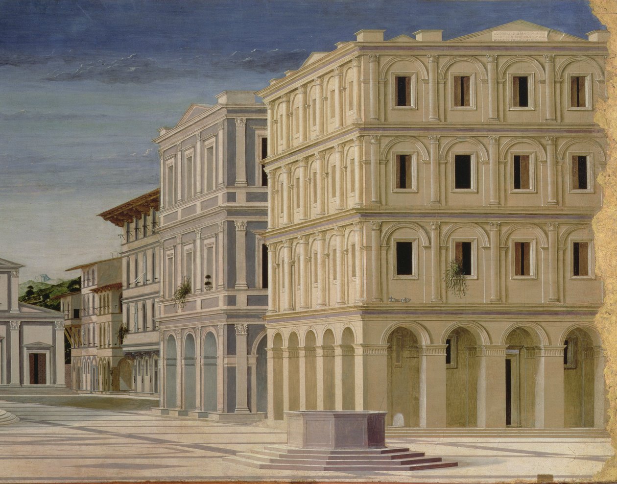 Vista de uma cidade ideal, ou a cidade de Deus, depois de 1470 detalhes de 80057 óleo no painel de Luciano Laurana