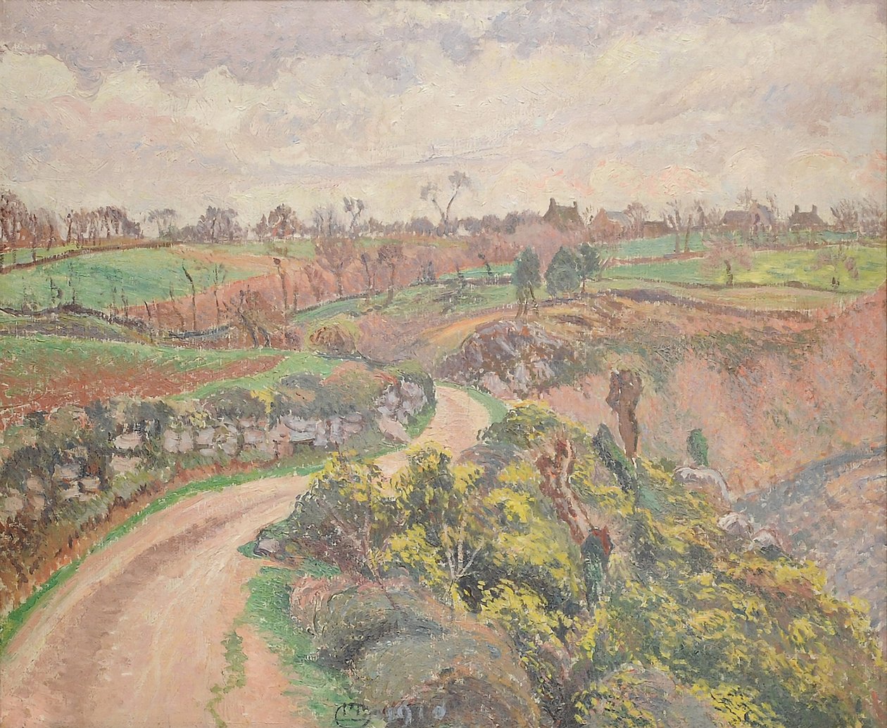 Rue de Poulfenc em Riec, 1910 de Lucien Pissarro