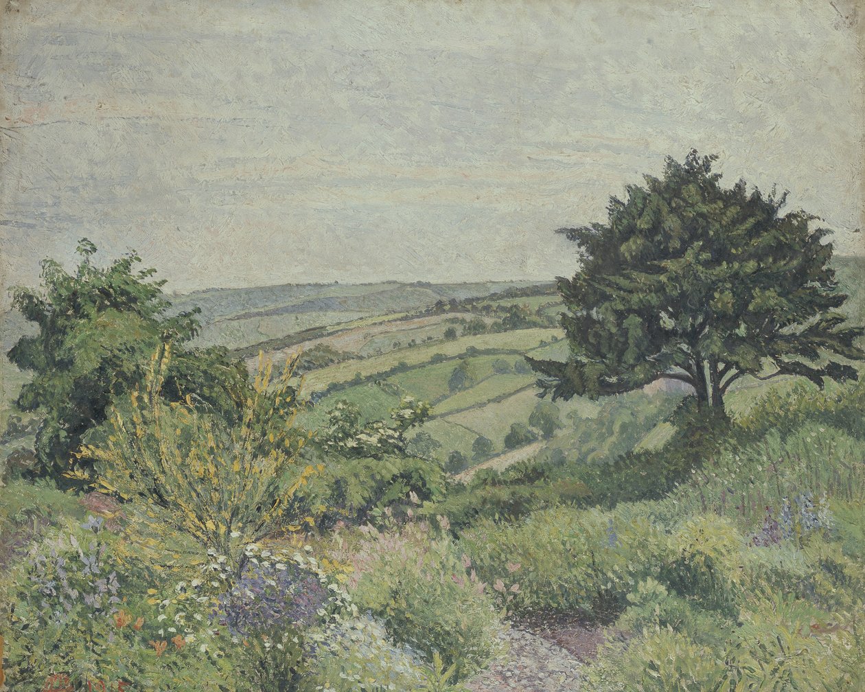 O jardim da casa de campo, Fishpond, 1915 de Lucien Pissarro