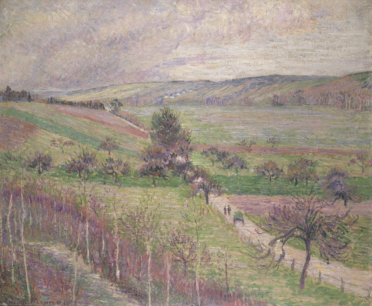 A estrada Thierceville, início da primavera de 1893 de Lucien Pissarro