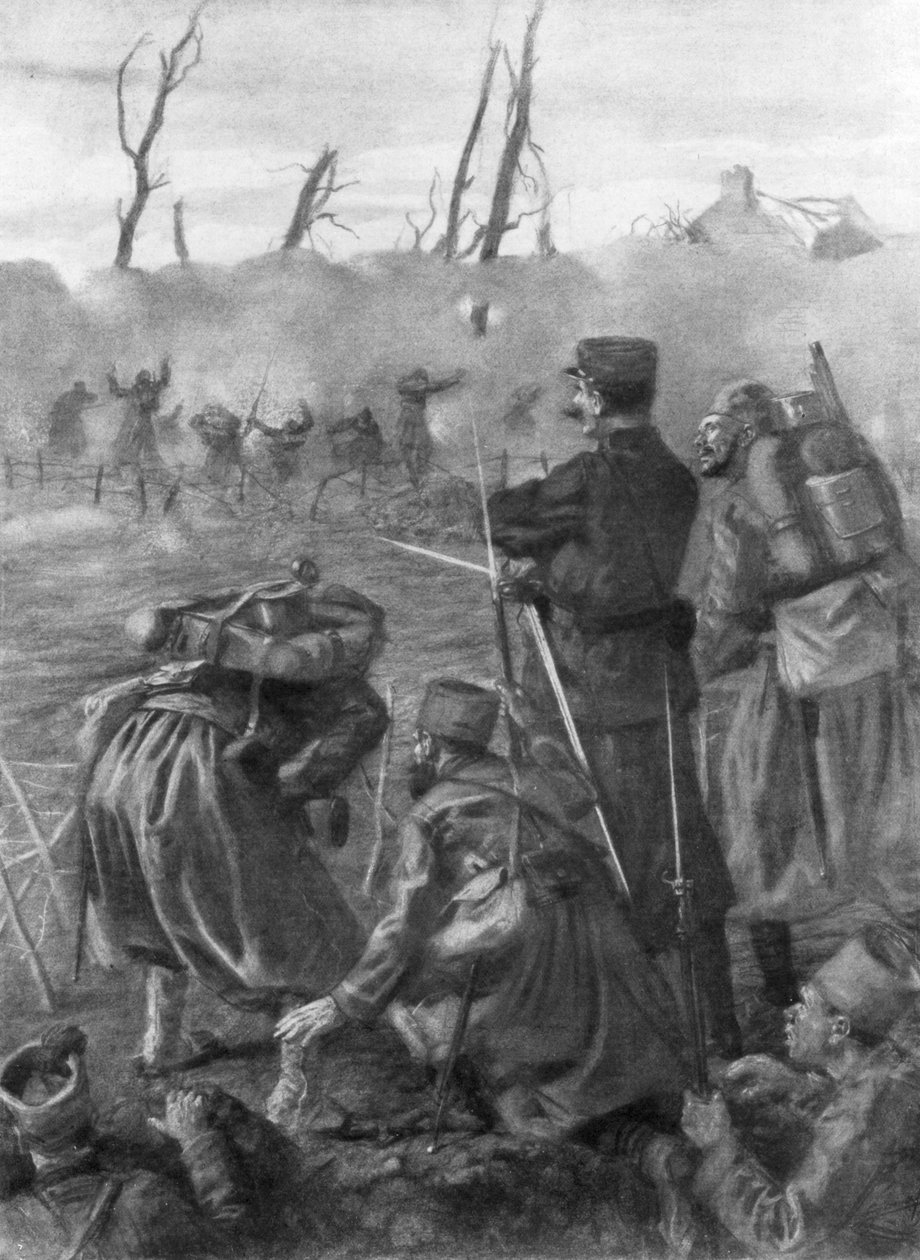 Um ataque de gás cloro, Segunda Batalha de Ypres, Bélgica, 1915, 1926 de Lucien Jonas