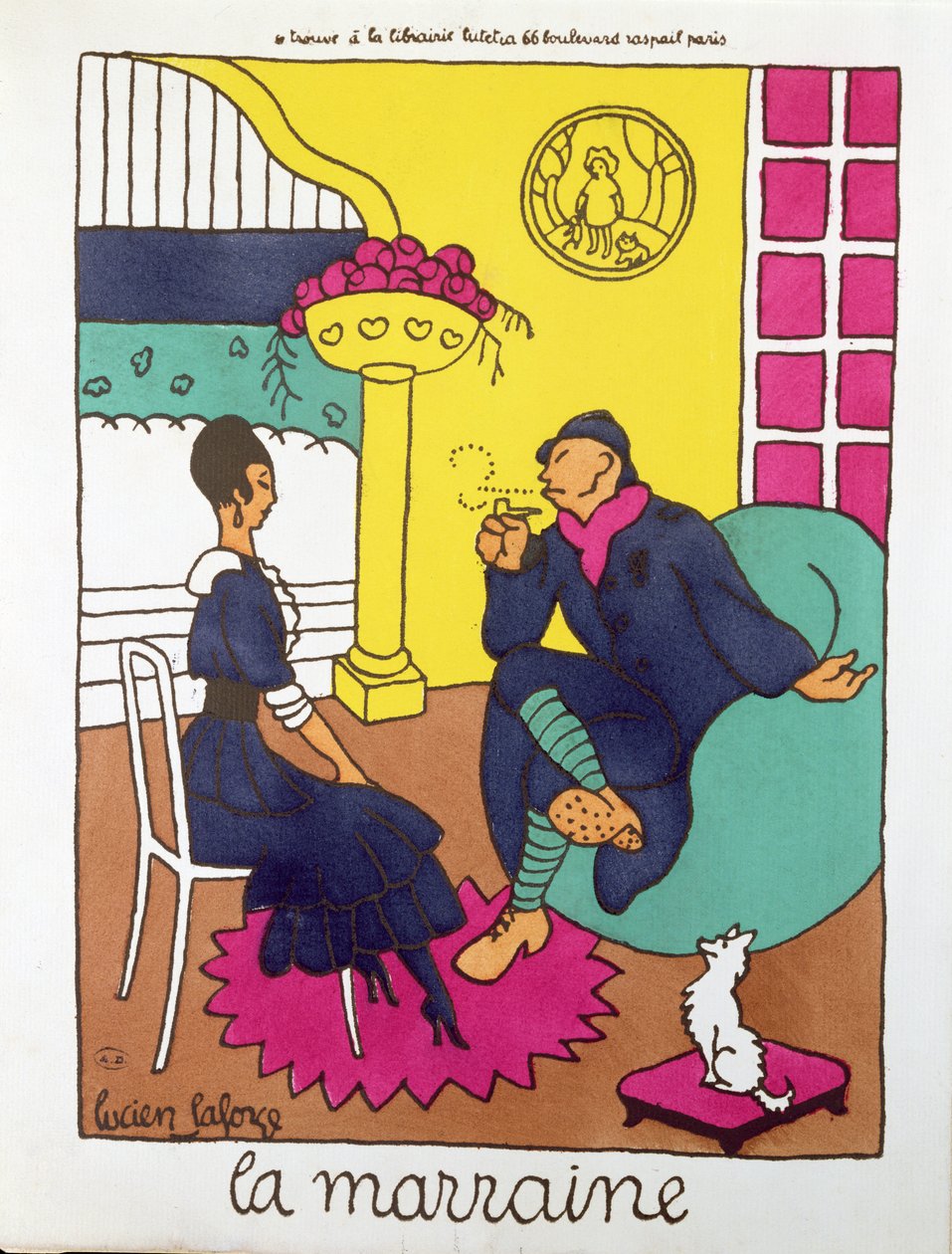 Soldado da Primeira Guerra Mundial com a sua "Madrinha", c.1916 (cor litho) de Lucien Laforge
