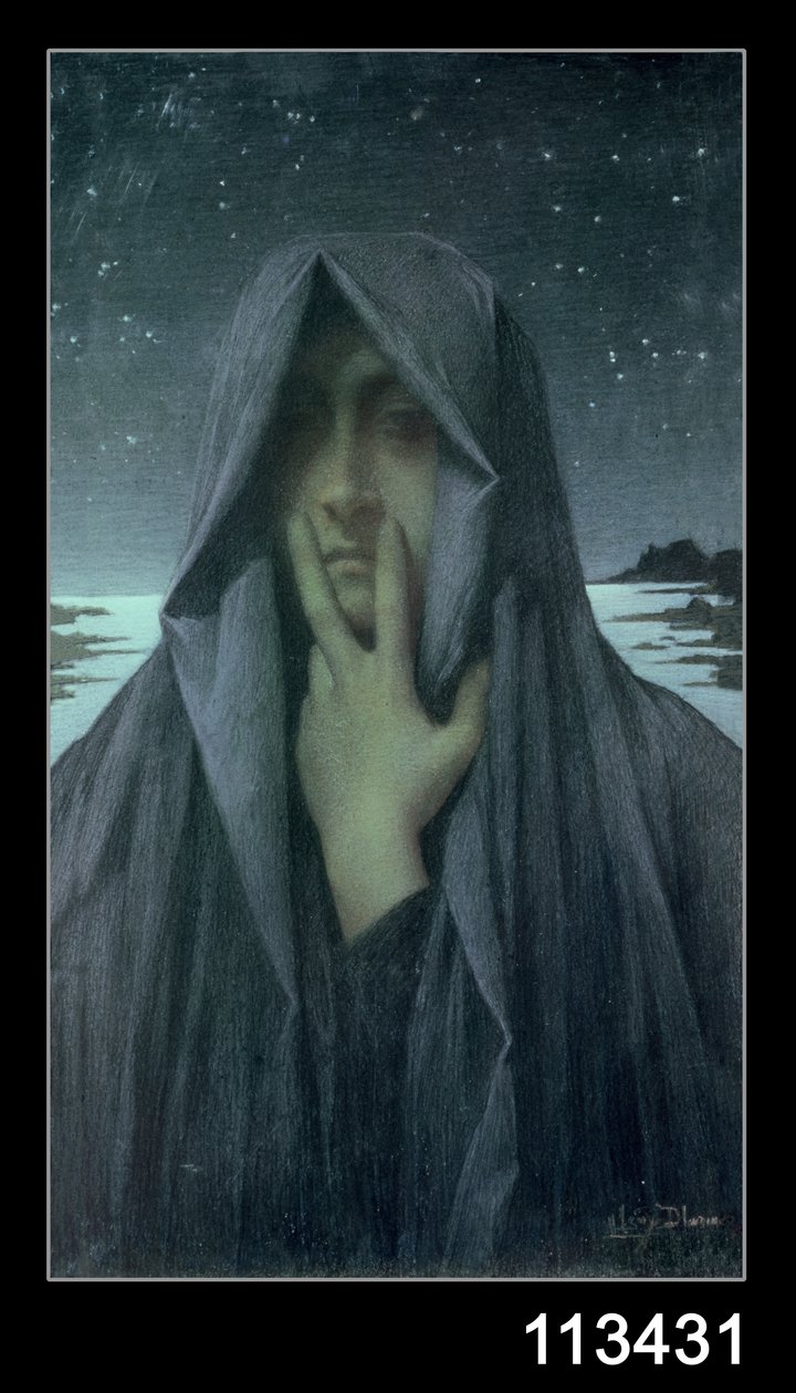 Silêncio (óleo sobre painel) de Lucien Levy Dhurmer