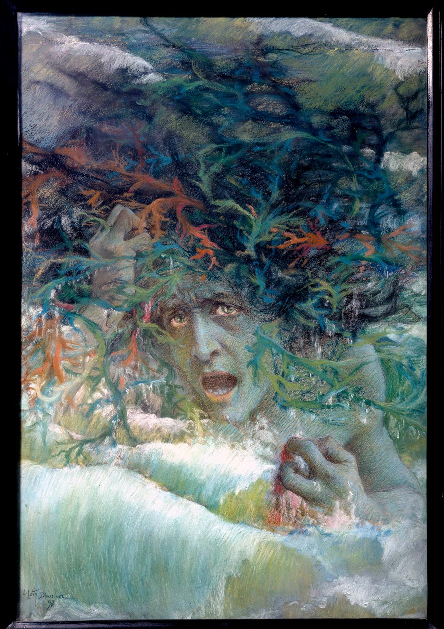 A medusa ou onda furiosa 1897 (pastel e carvão) de Lucien Levy Dhurmer