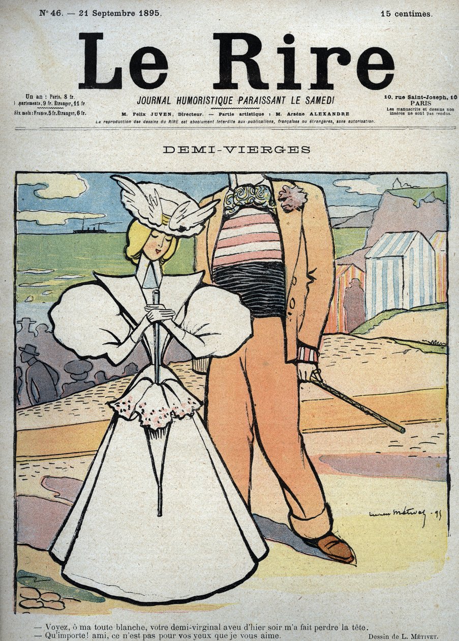 Metade virgens (metade virgem) - desenho de Lucien Marie Francois Metivet (1863-1930) para o Riso de 21 de Setembro de Lucien Metivet