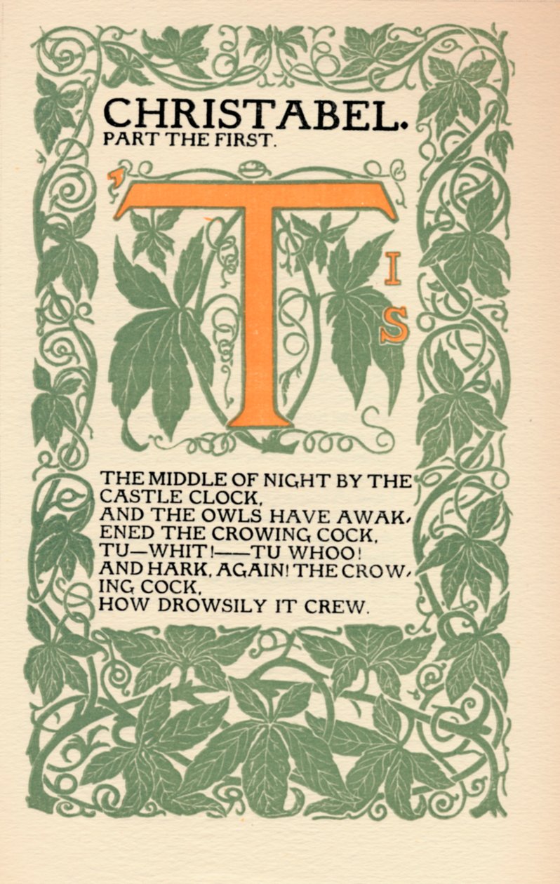 Eragny Press: Página de abertura de Coleridges Christabel, 1895-1914 de Lucien Pissaro