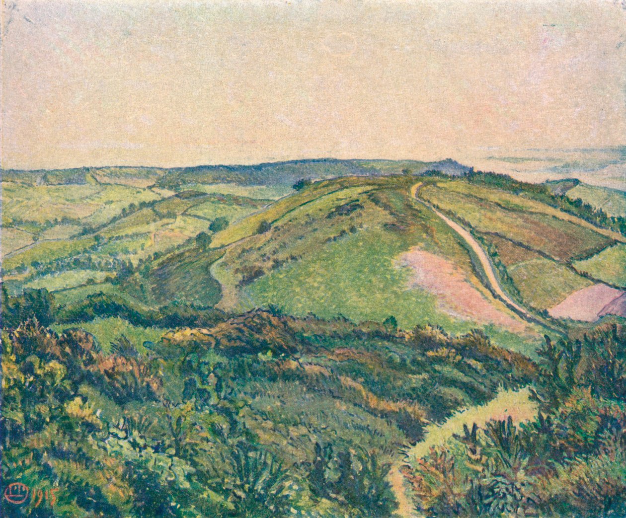 Vista da colina, Fishpond, c1913 de Lucien Pissaro