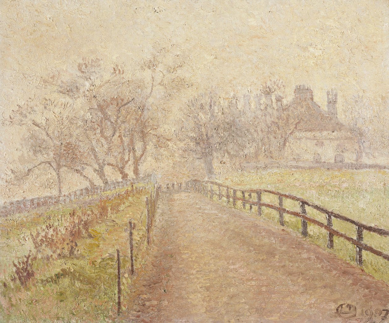 A Foggy Morning, Mortlake de Lucien Pissarro