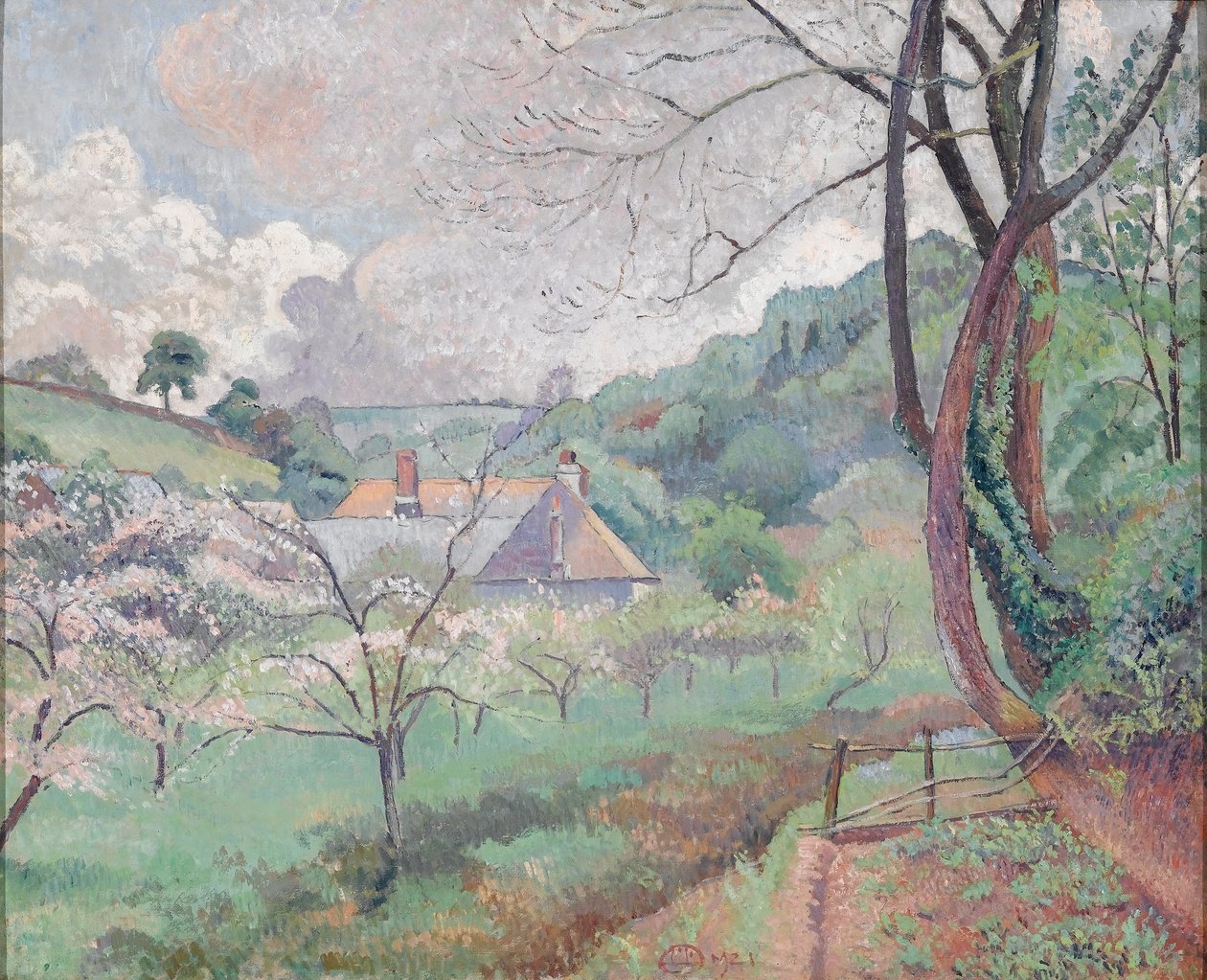 Flor de macieira, quinta Riversbridge, Blackpool de Lucien Pissarro