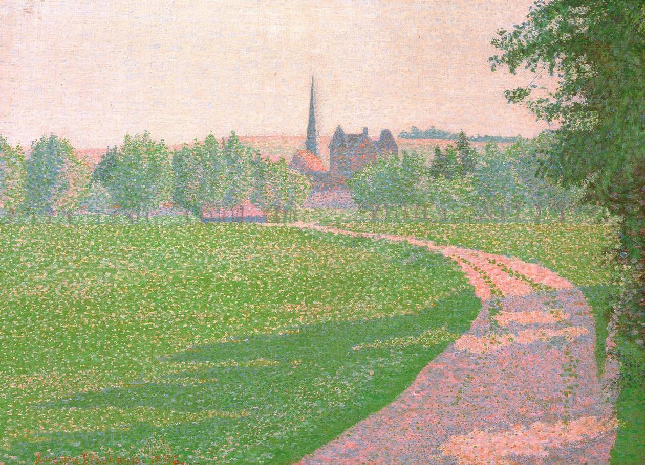 A igreja de Eragny de Lucien Pissarro