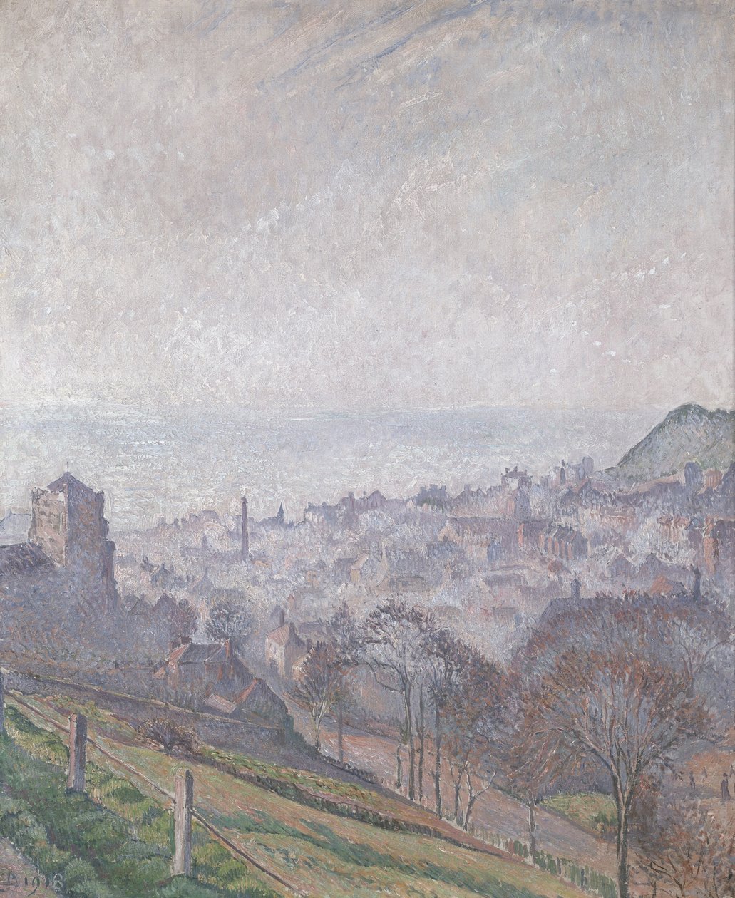 Hastings: Névoa, Sol e Fumaça, 1918 de Lucien Pissarro