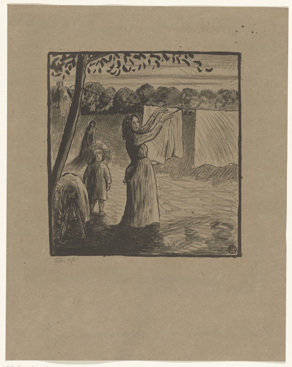 Pendurar a roupa suja de Lucien Pissarro