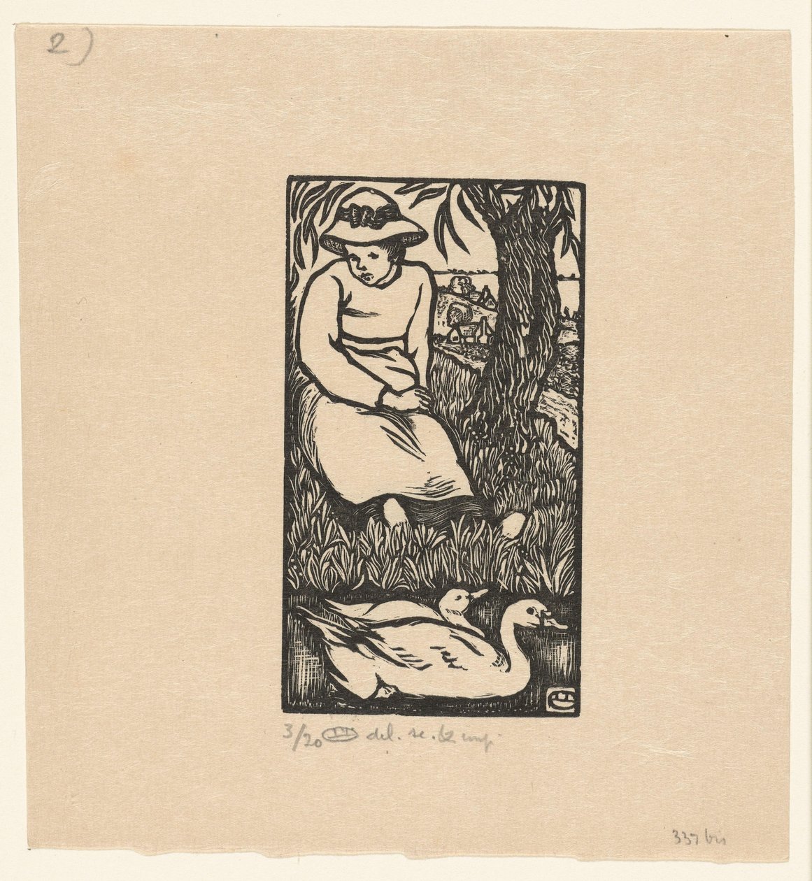 Menina e dois patos La Fille au Canards de Lucien Pissarro