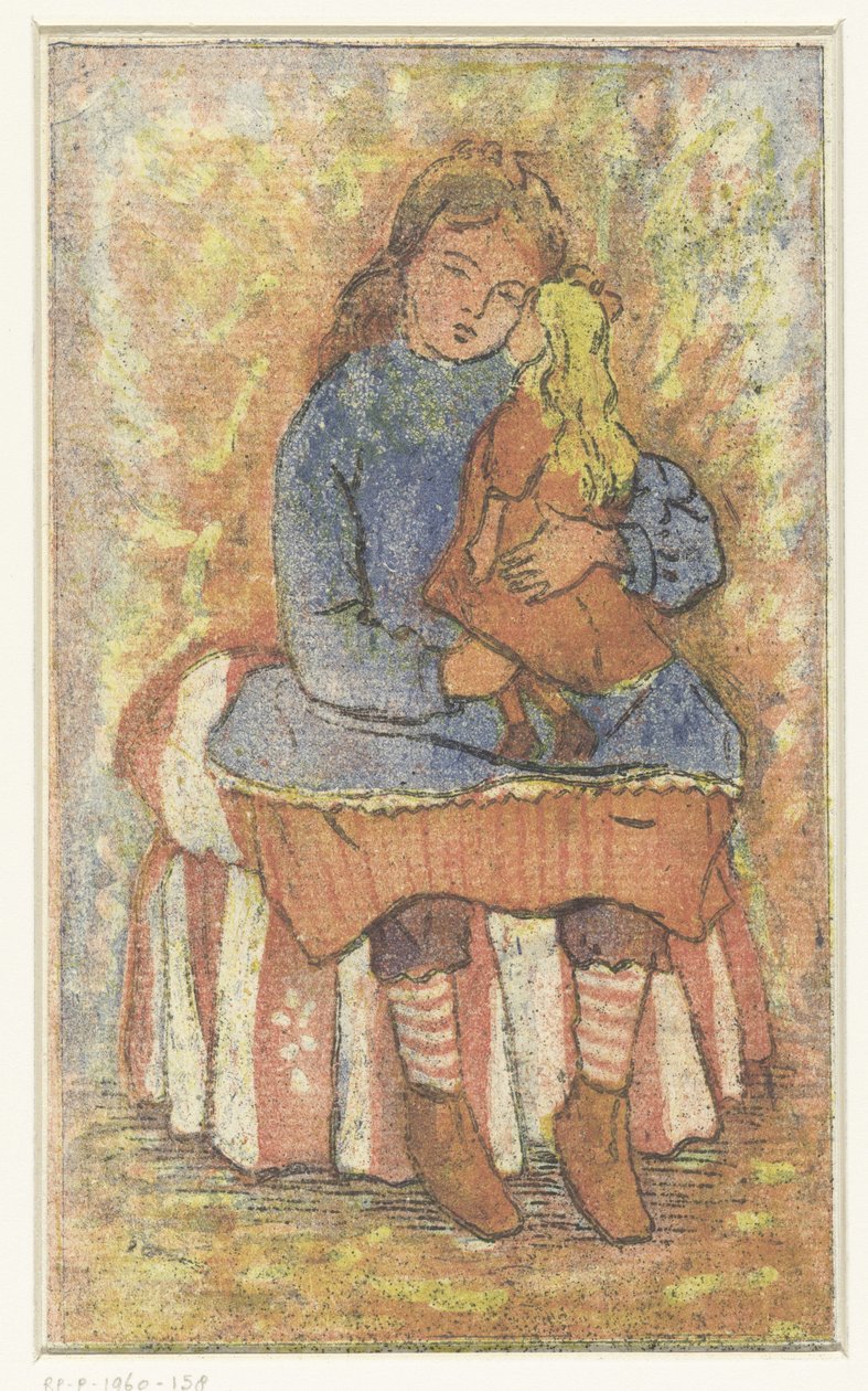 menina com boneca de Lucien Pissarro