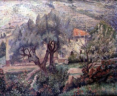 Orovida Landscape, a Cerejeira (óleo sobre tela) de Lucien Pissarro