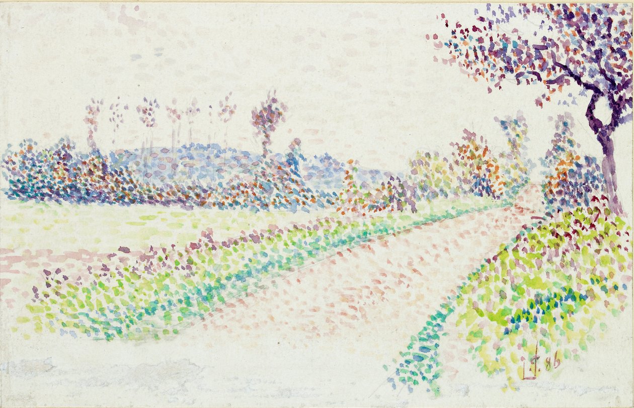 Estrada perto de Eragny, 1886 de Lucien Pissarro