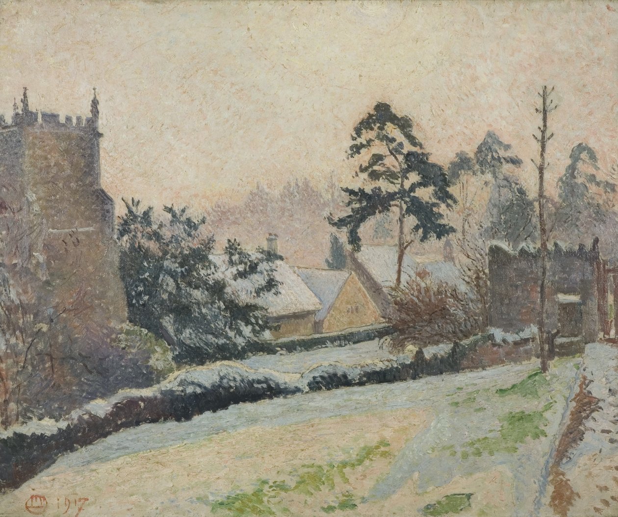 Cena de neve em East Knoyle, Wiltshire, Inglaterra de Lucien Pissarro