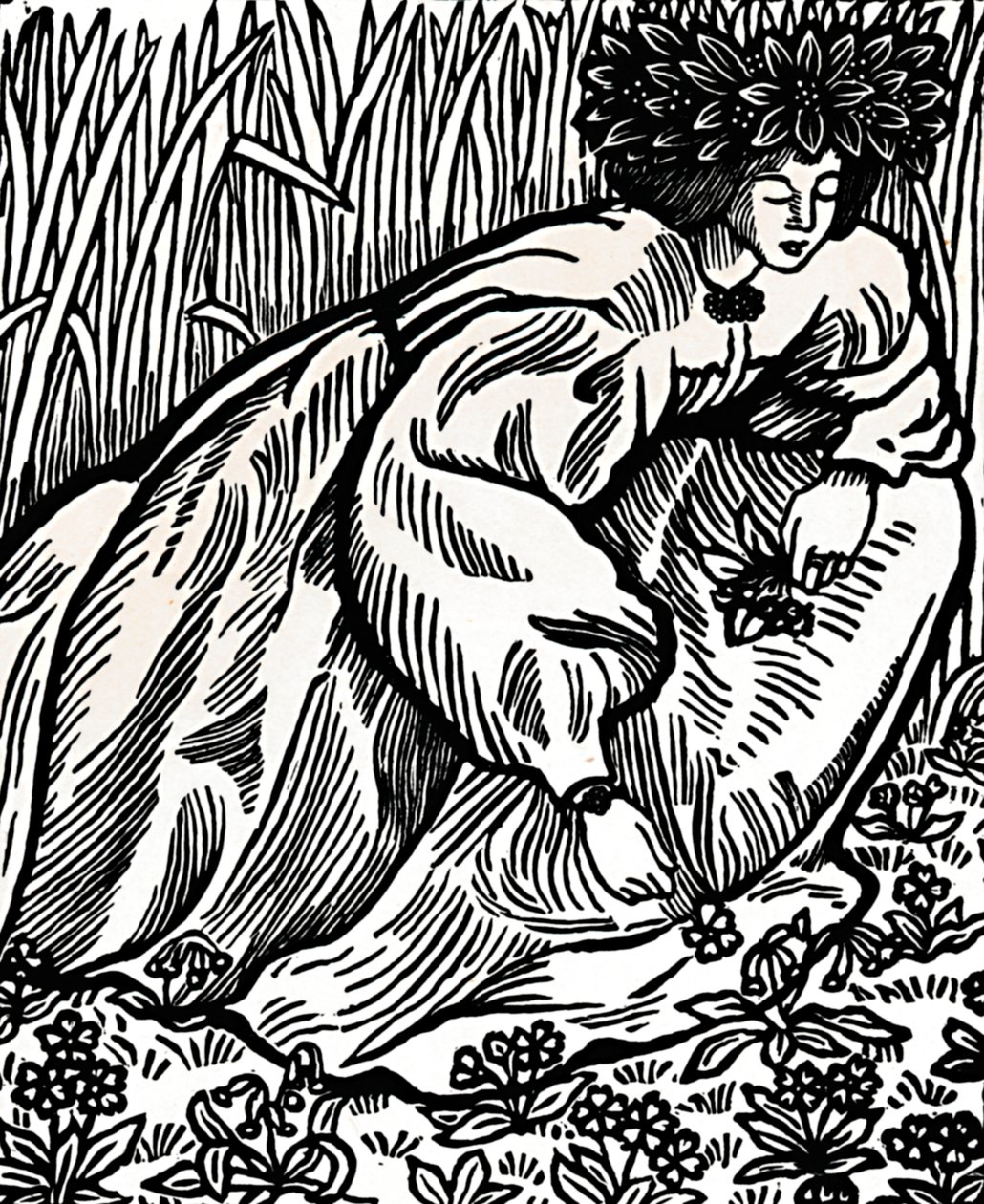 Os poemas de Ronsard. Xilogravura original, 1902, 1923 de Lucien Pissarro