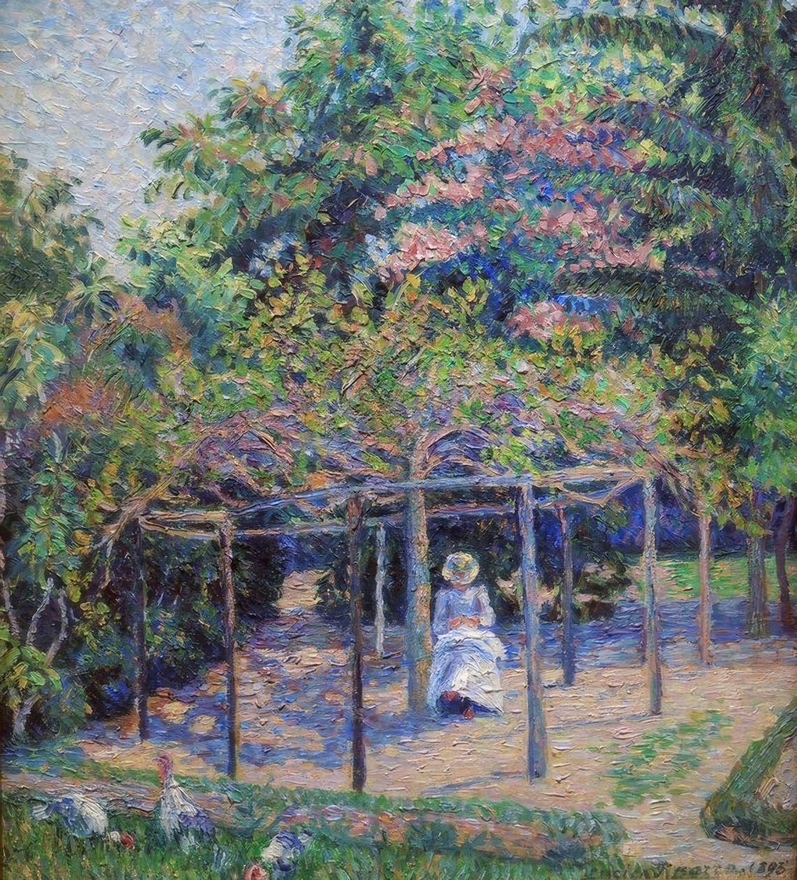 Os perus (ou Esther no jardim, Eragny) de Lucien Pissarro