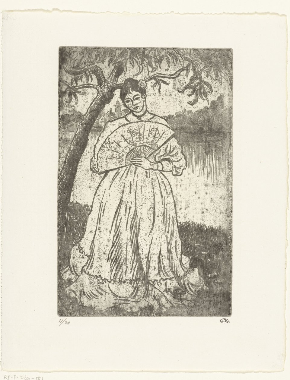 Mulher com ventilador de Lucien Pissarro