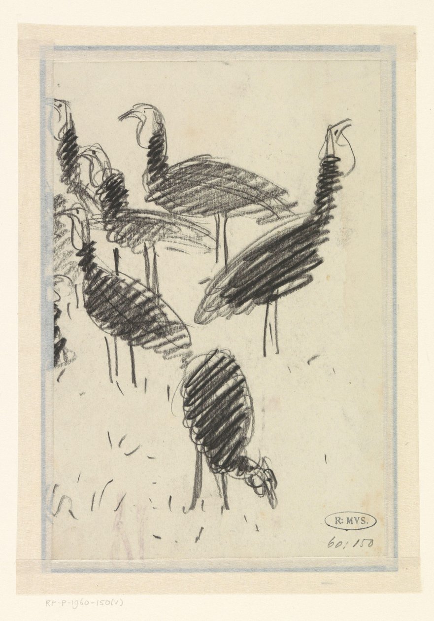Seis pássaros de Lucien Pissarro