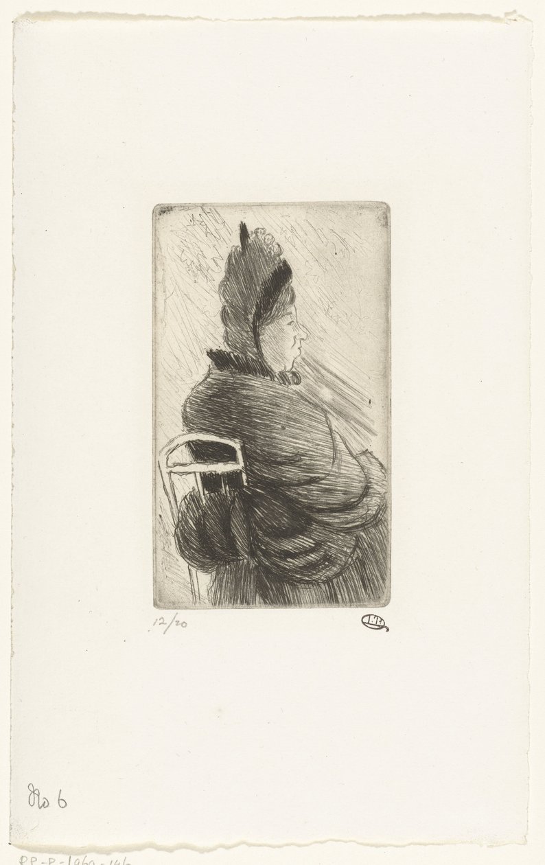Mulher sentada
Senhora idosa numa cadeira de jardim de Lucien Pissarro