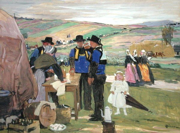 Brittany Pardon (guache a bordo) de Lucien Simon