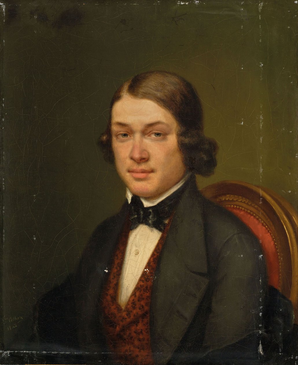 Retrato do compositor Robert Schumann 1810-1856, 1842. de Lucienne Collière