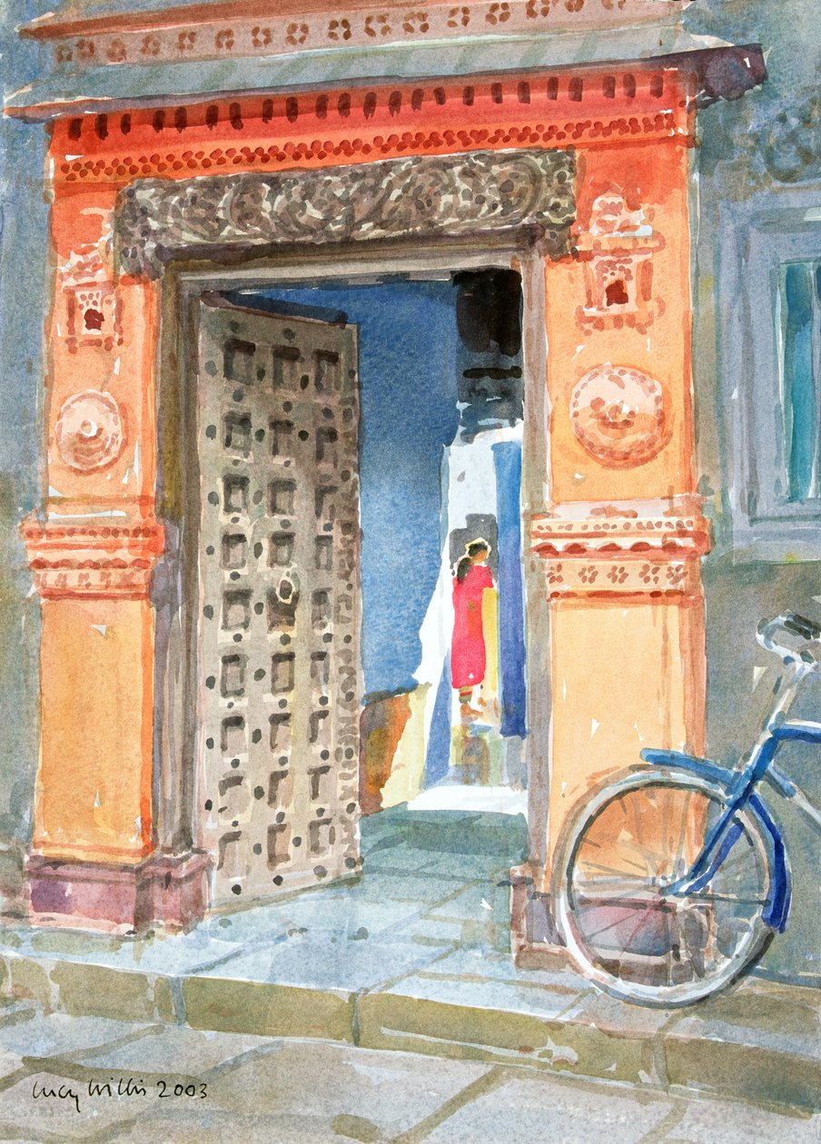Na Cidade Velha, Bhuj, 2003 (wc no papel) de Lucy Willis