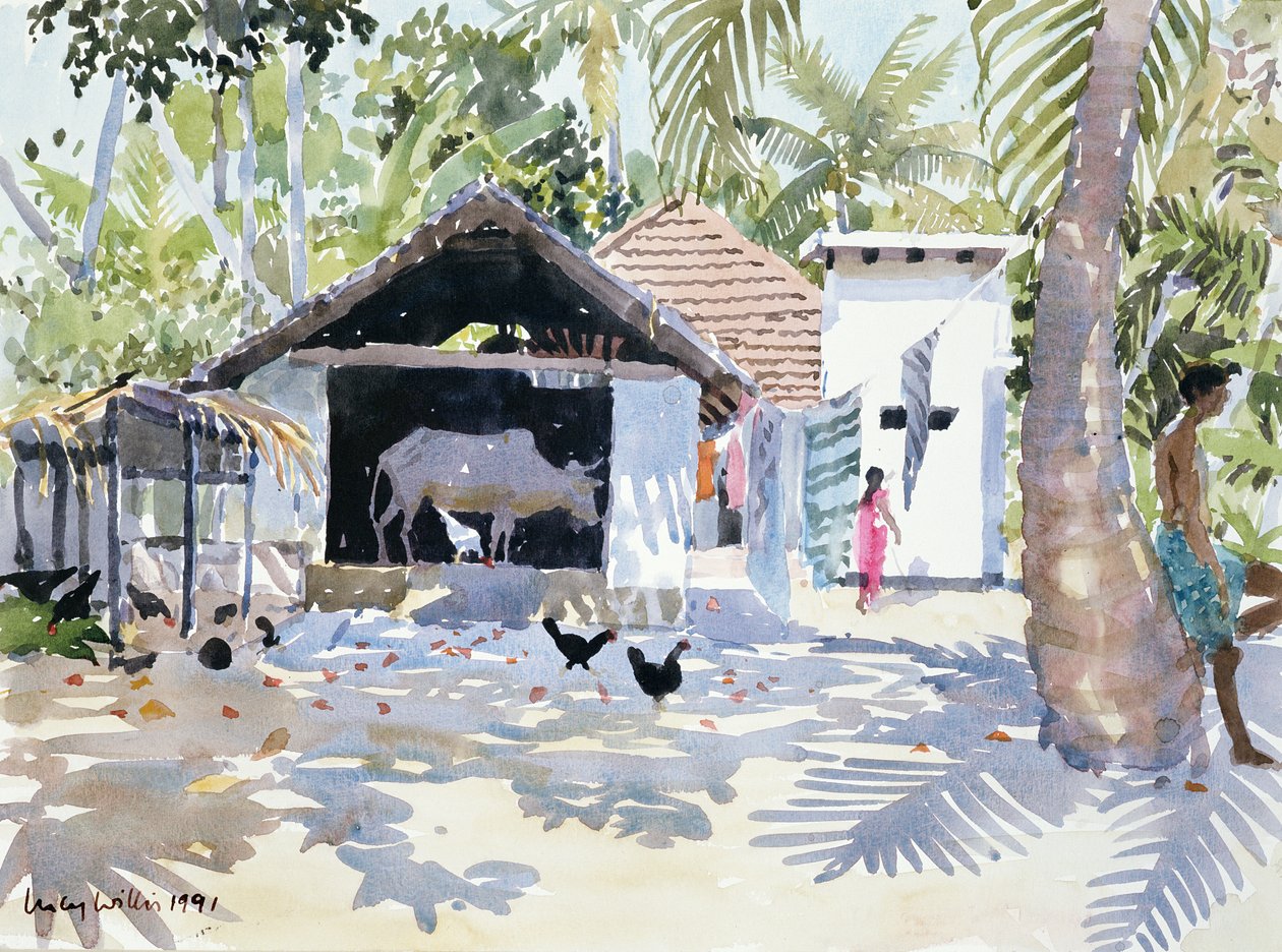 The Backwaters, Kerala, India, 1991 (wc no papel) de Lucy Willis