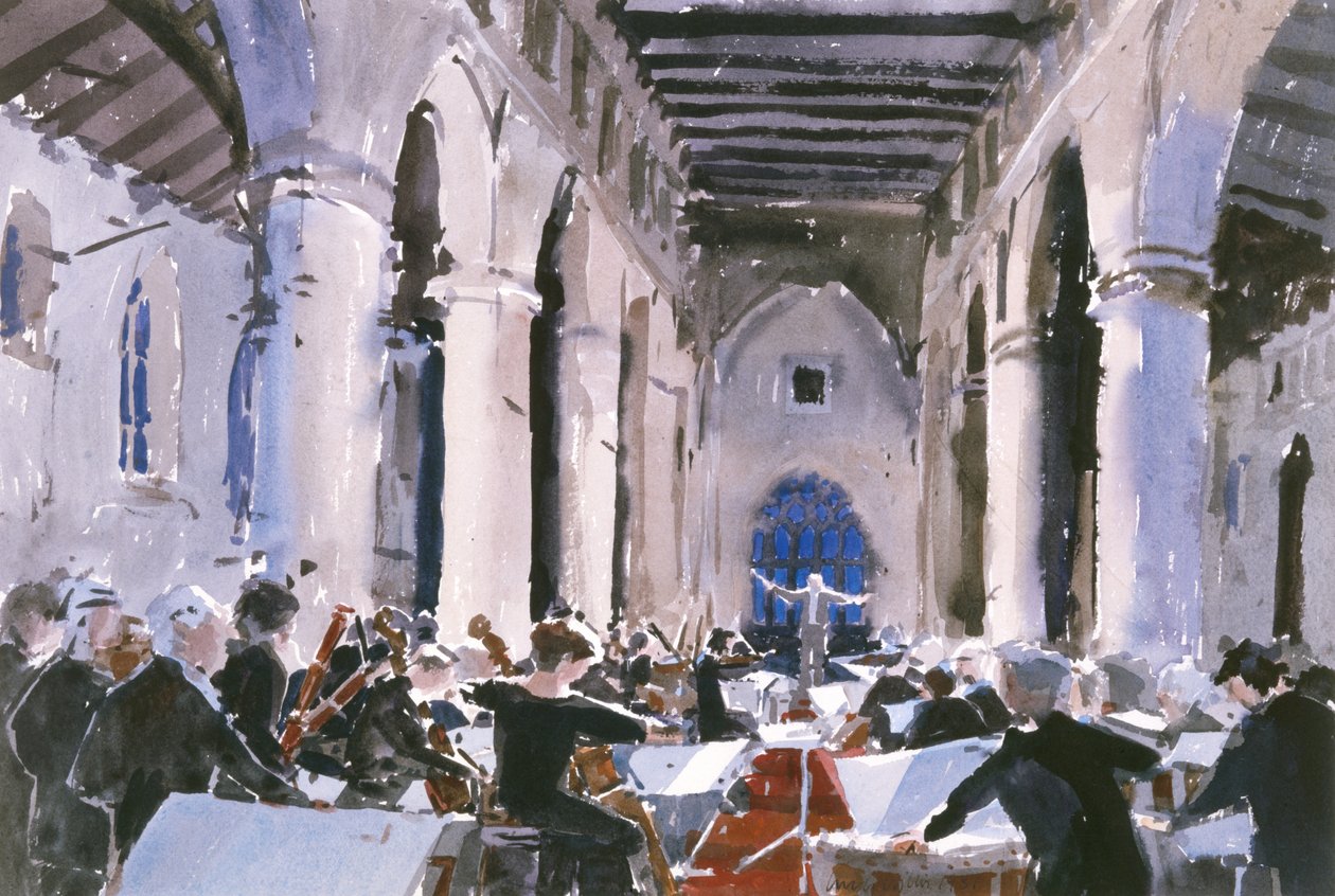 A Abertura, St. Marys Bridgwater, 1989 (wc no papel) de Lucy Willis