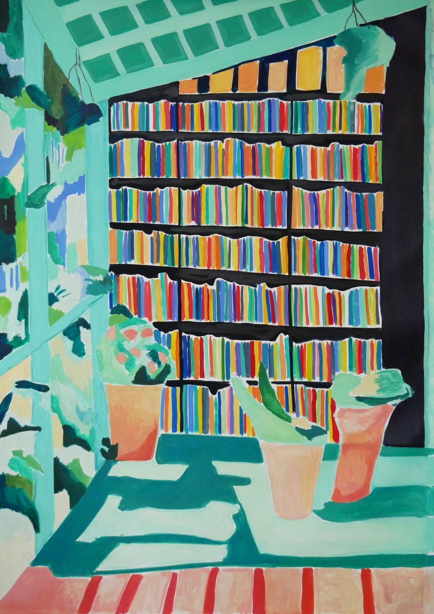 Biblioteca, 2023 (óleo sobre tela) de Lucy Smallbone