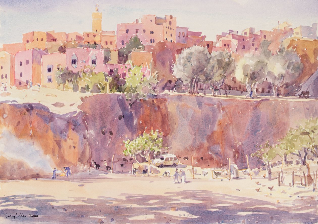 Darricha, Fes, 2000 (aguarela sobre papel) de Lucy Willis