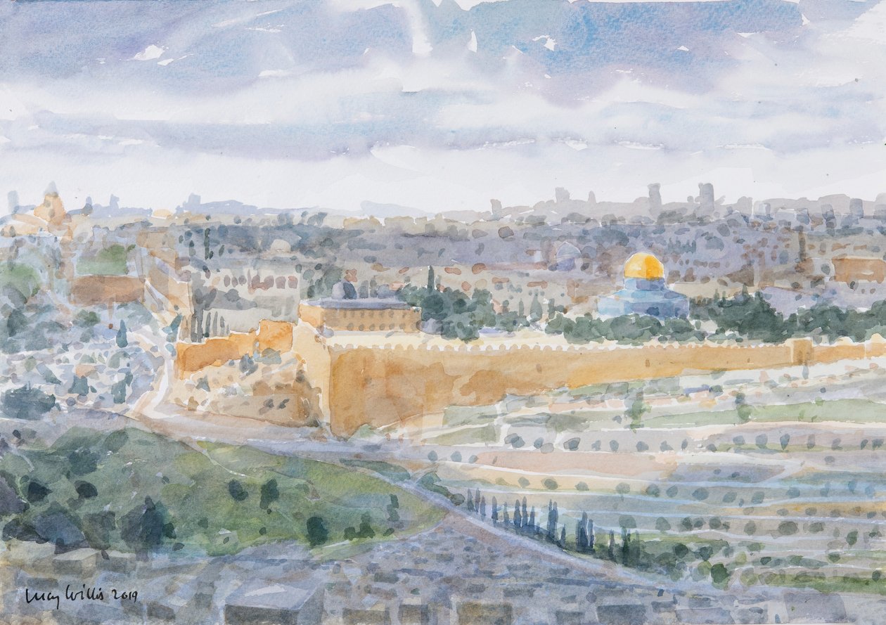 Jerusalém do Monte das Oliveiras, 2019 (w - c no papel) de Lucy Willis