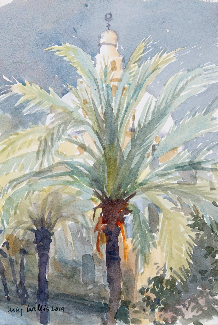 Old City Palms I, Jerusalém, 2019 (w - c no papel) de Lucy Willis