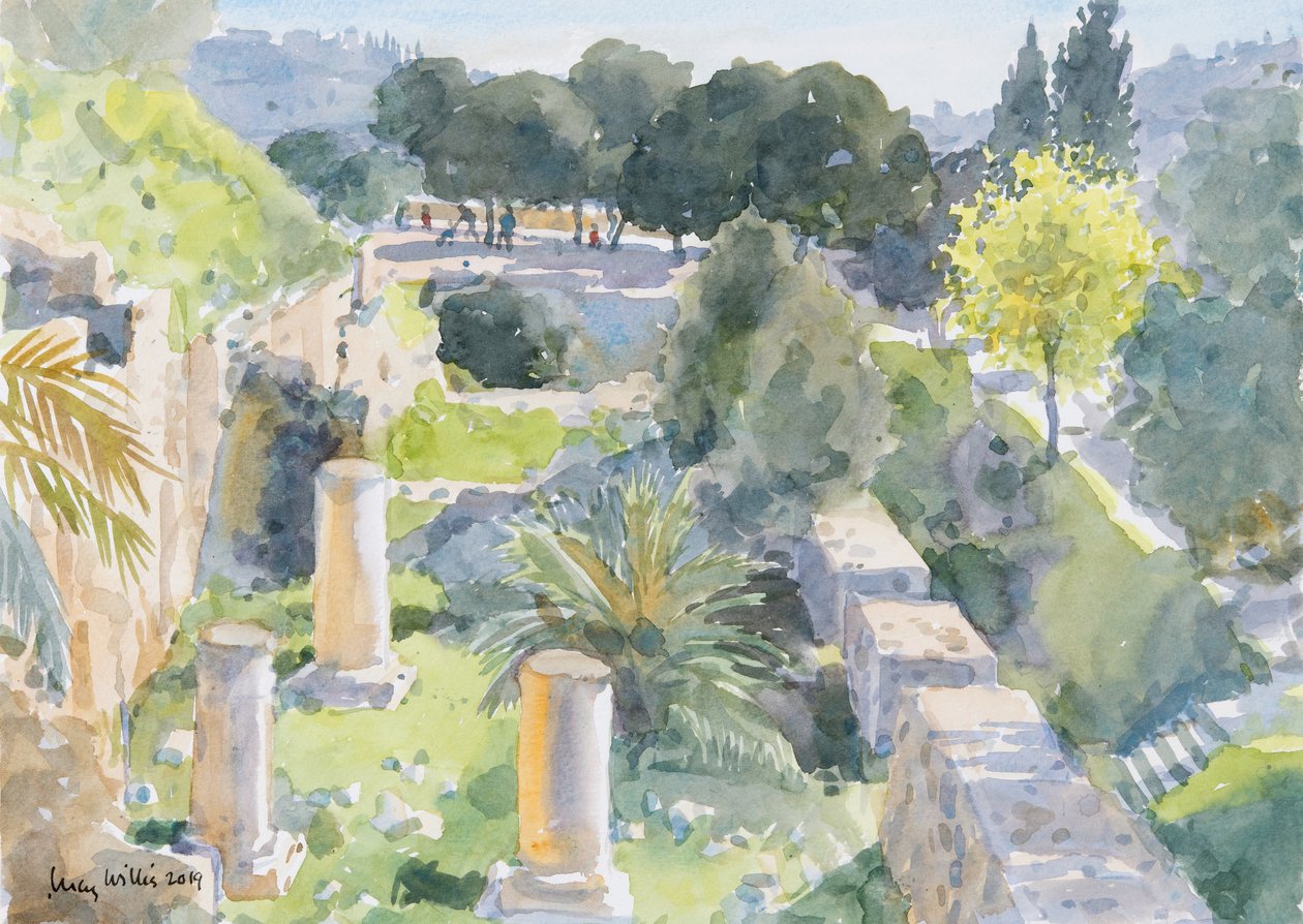 Roman Columns, Old Jerusalem, 2019 (w - c no papel) de Lucy Willis