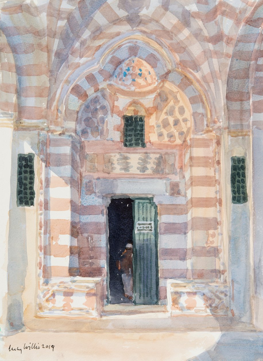 Entrada sombreada, Monte do Templo, Jerusalém, 2019 (w - c no papel) de Lucy Willis