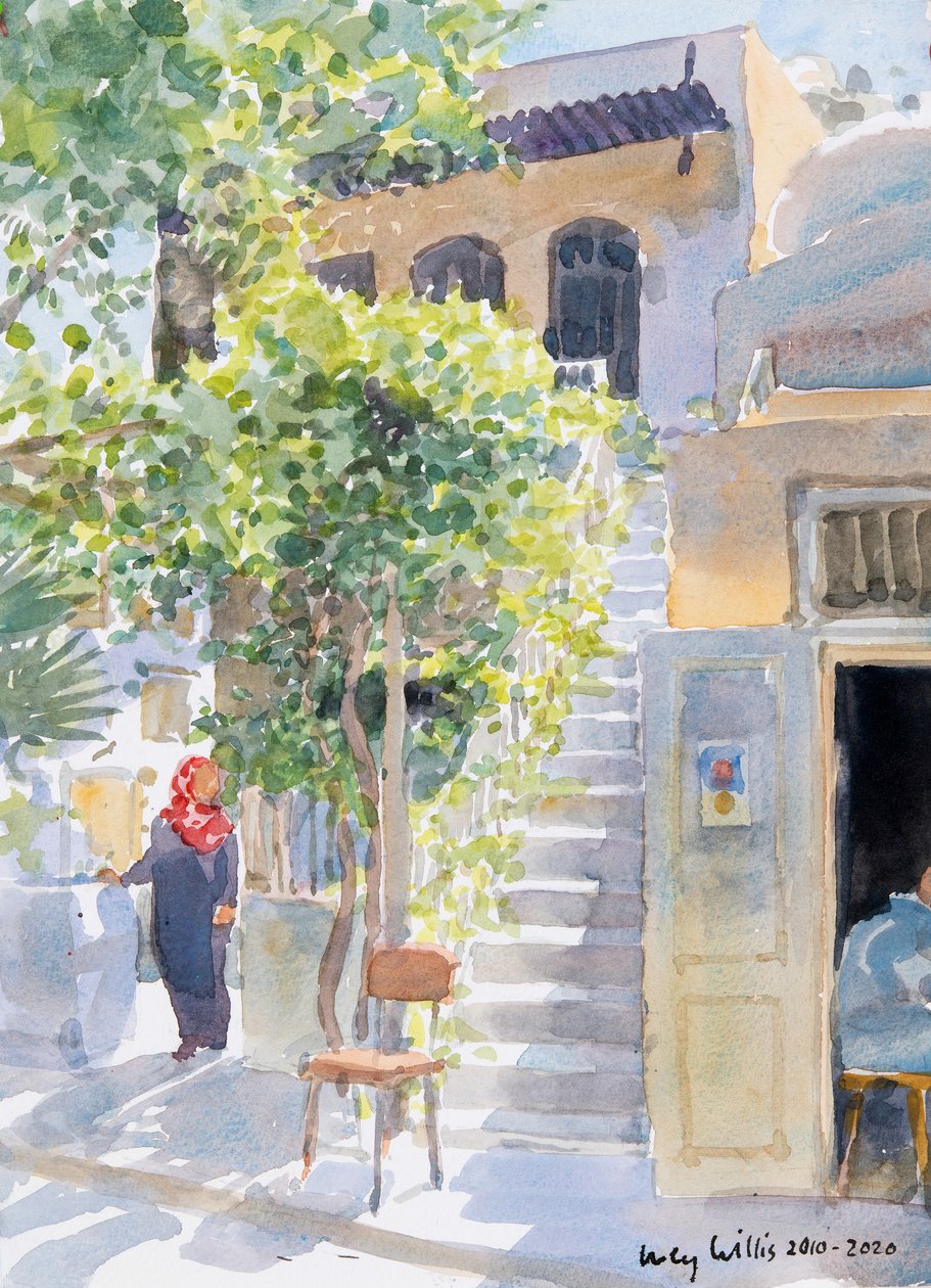 Passos por The Citadel, Aleppo, Syria, 2019 (w - c no papel) de Lucy Willis