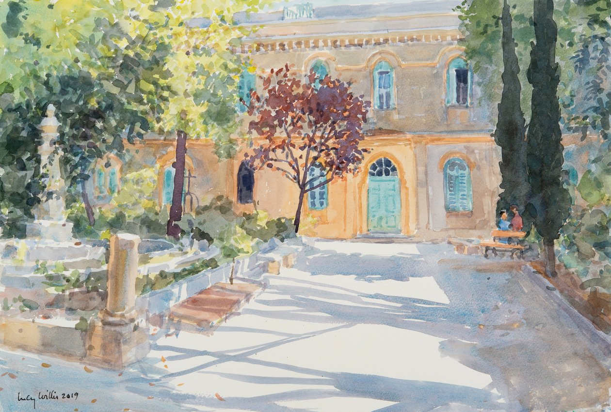 Igreja do Jardim de Santa Ana, Jerusalém, 2019 (w - c no papel) de Lucy Willis